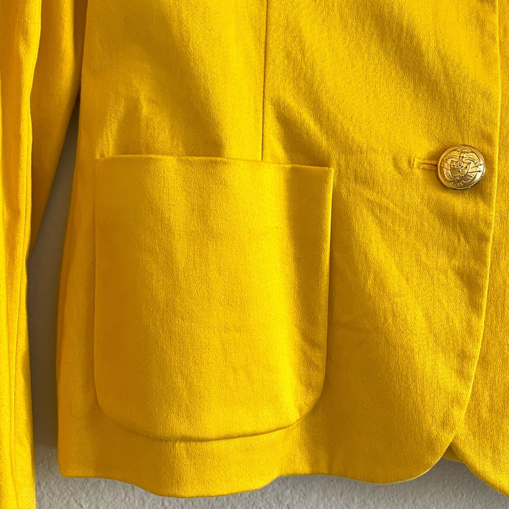 Vintage RALPH Ralph Lauren mustard yellow blazer jacket w/gold buttons SZ 10 - Picture 5 of 17